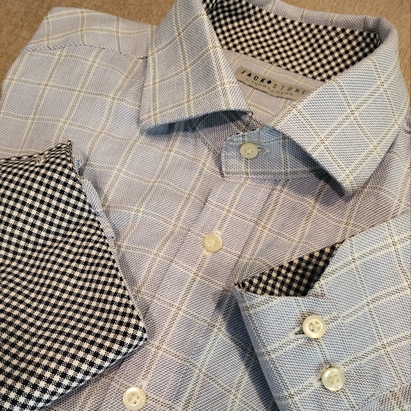 Jack Stone by Thomas Dean Other - Jack Stone Men's Plaid Dress Shirt w/ Collar & Cuff Gingham Fabric detail *sz L*